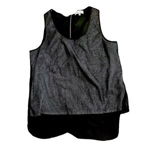 Calvin Klein Black Mesh White Liner Top with Zipper Back